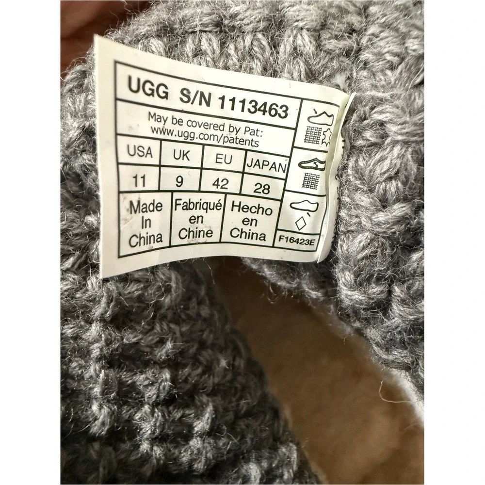 NWOB UGG Classic Solene Mini Flat Ankle Bootie Charcoal‎ Gray Knit & Suede SZ 11